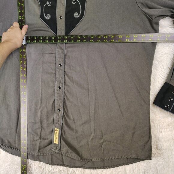 Larry Mahan Cowboy Collection 2XL Western Shirt Embroidered Floral Black Snaps - Picture 5 of 7